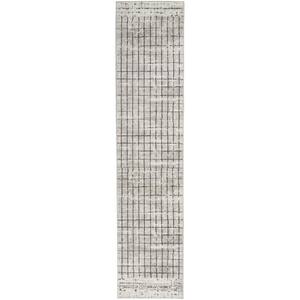 Ivory and Grey 2 ft. x 8 ft. Abstract Area Rug