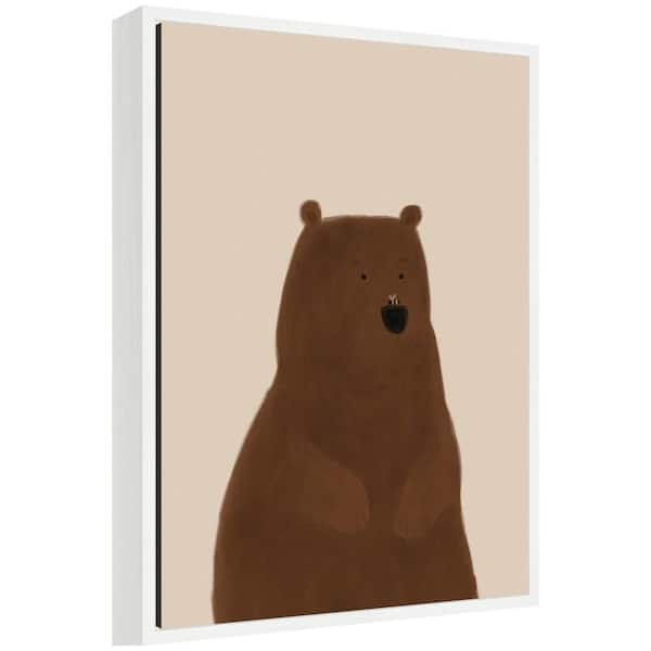Sylvie "Bear with Bee Beige" by Molly Dillon from The lil Dills Shop Animals Framed Canvas Art Print 24 in. x 18 in.