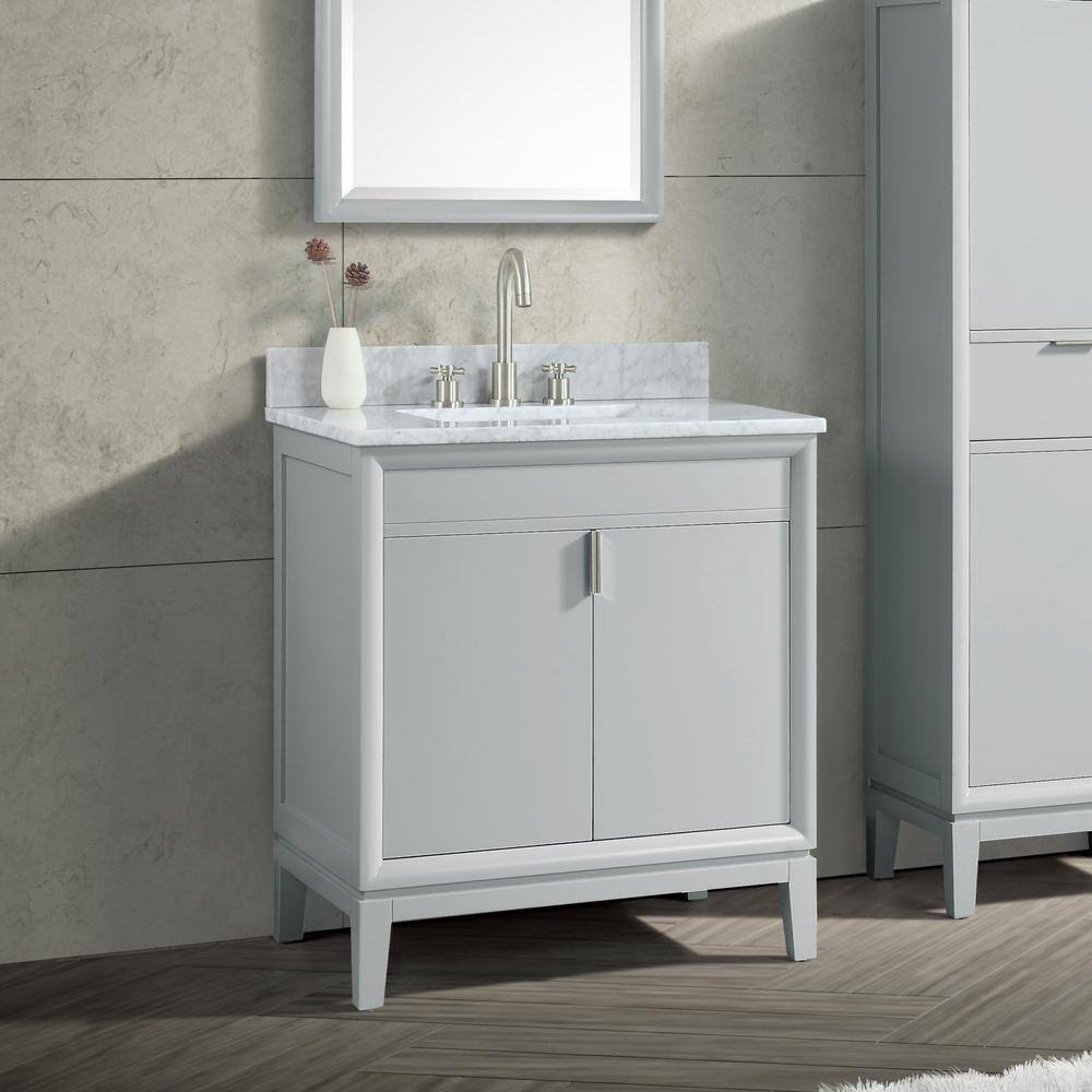 Modern Dove Gray 30" Solid Wood Freestanding Vanity Cabinet