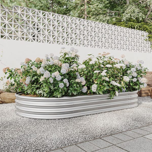 4 x 2 x 1 ft. Galvanized Rustproof Silver Metal Outdoor Garden Raised Bed Kit