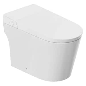 Elongated Smart Toilet Electric Bidet in White with Auto Open Auto Close Auto Flush Tankless Heated Seat and Remote