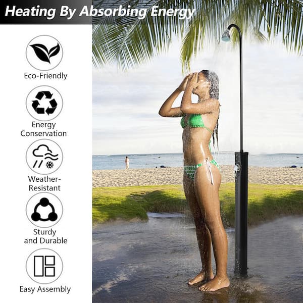 Costway 7.2 ft. 9.3 Gal. Solar Heated Shower with Adjustable Head and Foot  Tap Spigot in Grey NP10568 - The Home Depot