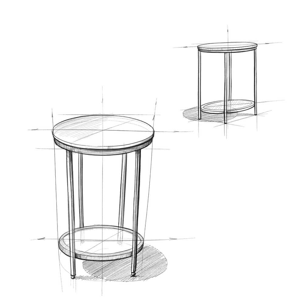Simpli Home 18.5" Black Metal and Natural Wood Round Side Table