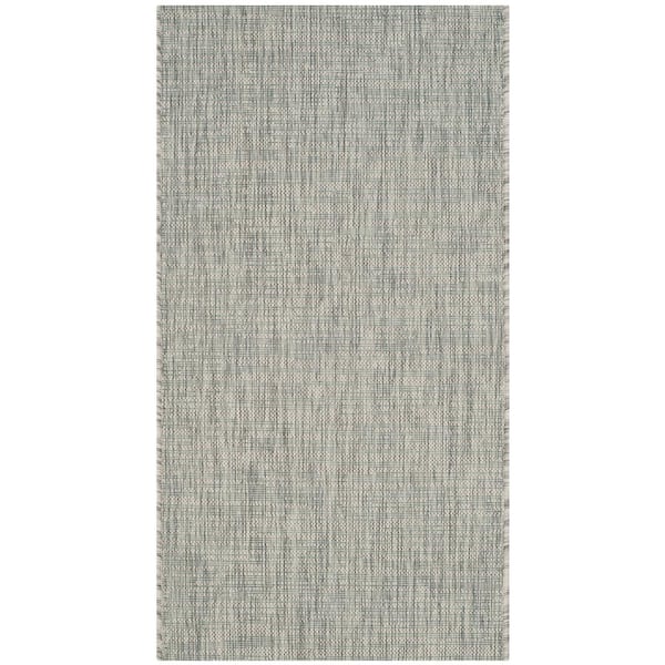 SAFAVIEH Courtyard Gray/Turquoise Doormat 3 ft. x 5 ft. Solid Indoor/Outdoor Patio Area Rug
