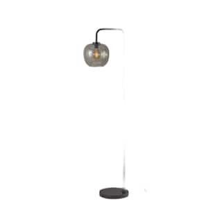 58.75 in. Black 1 Light 1-Way (On/Off) Tree Floor Lamp for Liviing Room with Glass Lantern Shade
