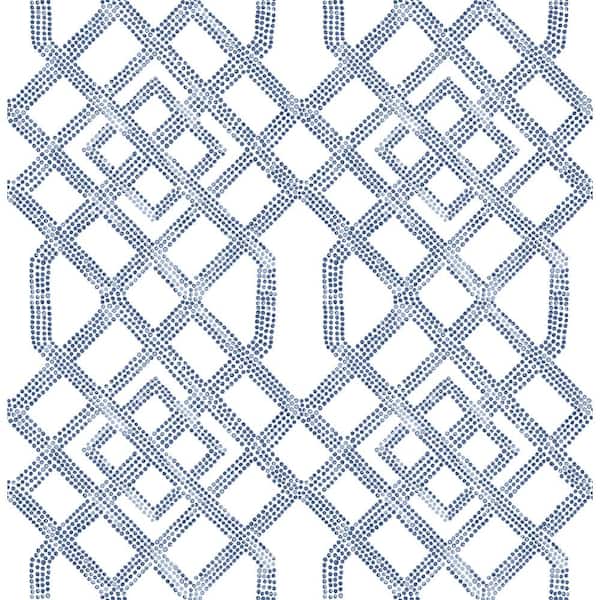 A-Street Prints Traverse Blue Trellis Blue Wallpaper Sample