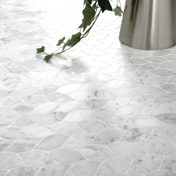 Carrara White Blanco 12 in. x 13 in. Honed Marble Mesh Mounted Mosaic Floor and Wall Tile 10.8 sq. ft./Case