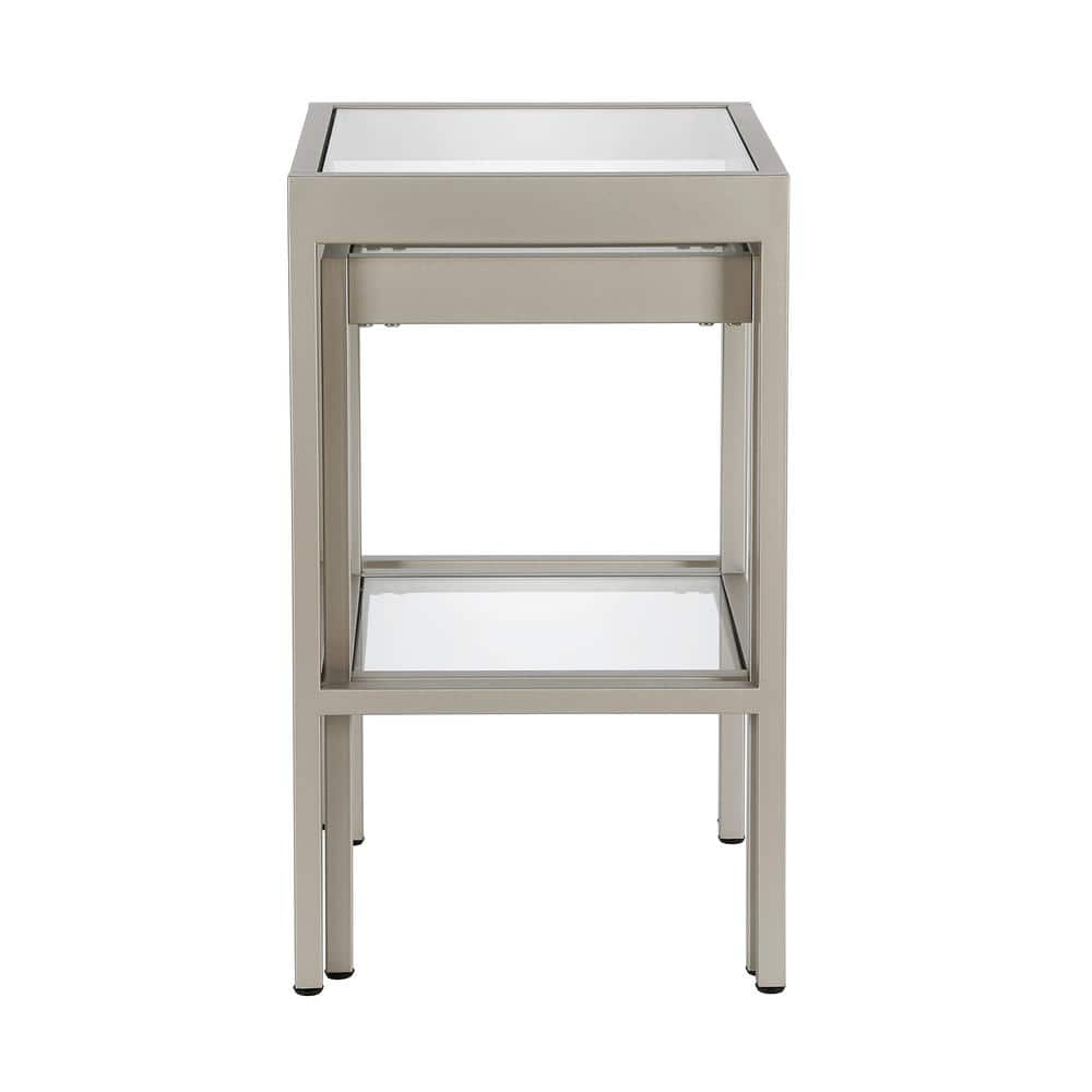 Alexis Silver Metal and Glass Nested Side Tables