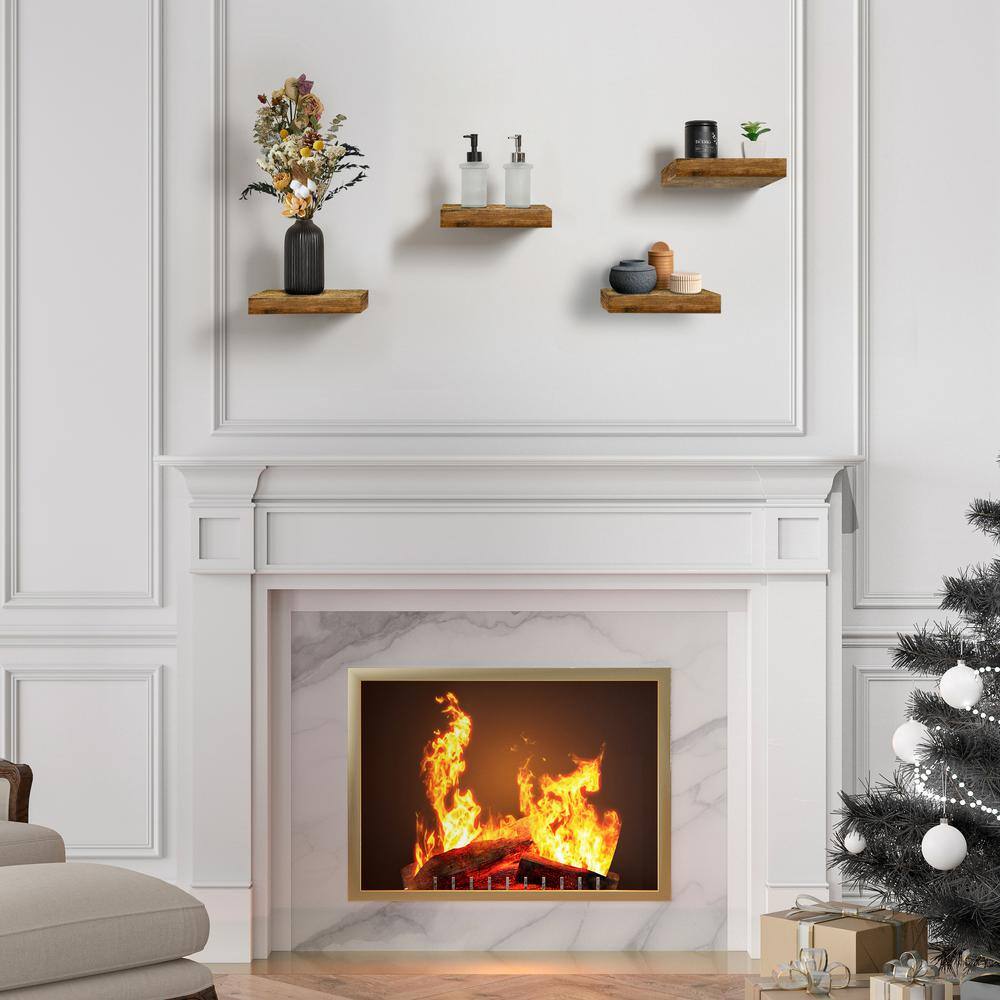 Walnut Wood Square Floating Shelves for Wall Decor, 9.25"