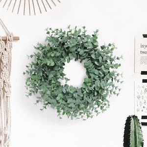 12 in. Artificial Greenery Frosted Young Eucalyptus Wreath