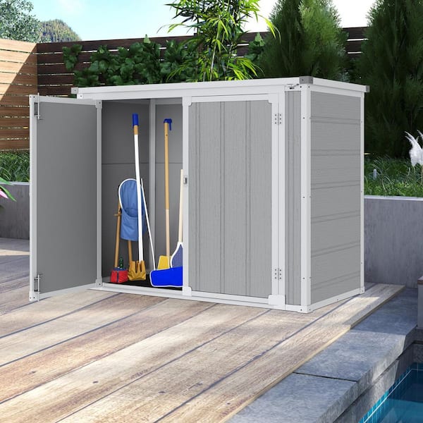 4.7 ft. W x 2.5 ft. D Upgraded Outdoor Resin Storage Shed Cabinet with Floor, Outdoor Trash Can Storage(11.5 sq. ft. )