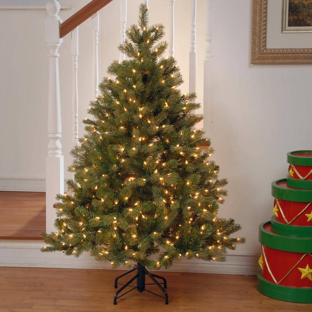 4.5' Green Douglas Fir Pre-Lit Artificial Christmas Tree with White Lights