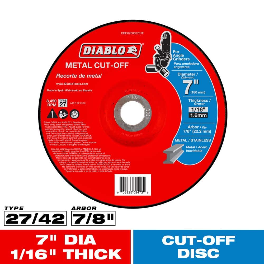 ブラックコーティング版DMCディーエムシーDIABLOディアブロ定価19360円 DIABLO 7 in. x 1/16 in. x 7/8 in. Metal Cut-Off Disc with Type 27