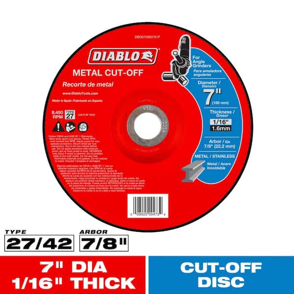 7 in. x 1/16 in. x 7/8 in. Metal Cut-Off Disc with Type 27 Depressed Center