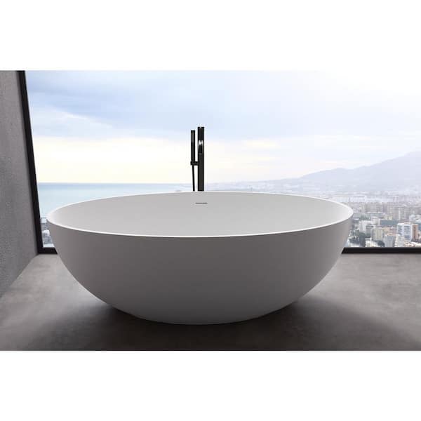 ANGELES HOME 67 in. L x 40 in. W Stone Resin Solid Surface Flatbottom  Freestanding Bathtub in White SA1700-9301 - The Home Depot