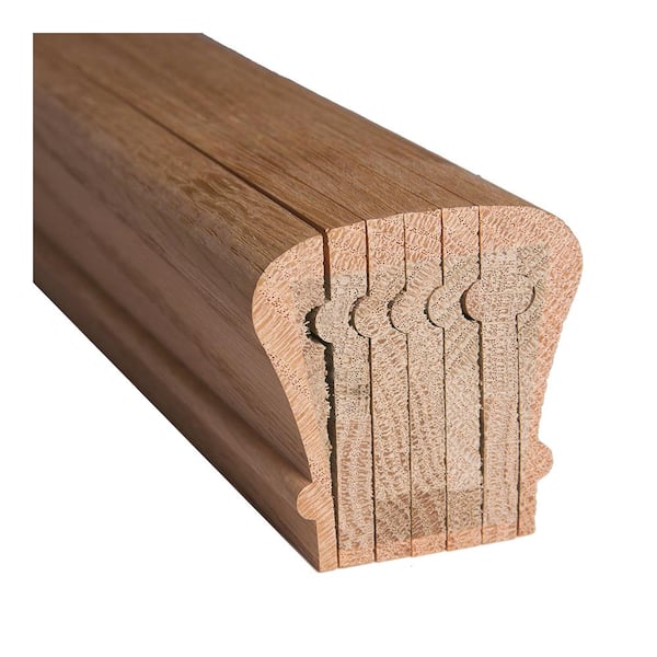 HOUSE OF FORGINGS Red Oak 2-1/4 in. width x 2-7/16 in. tall Traditional Style Bending Wood Handrail for Stair Remodeling 8 ft.