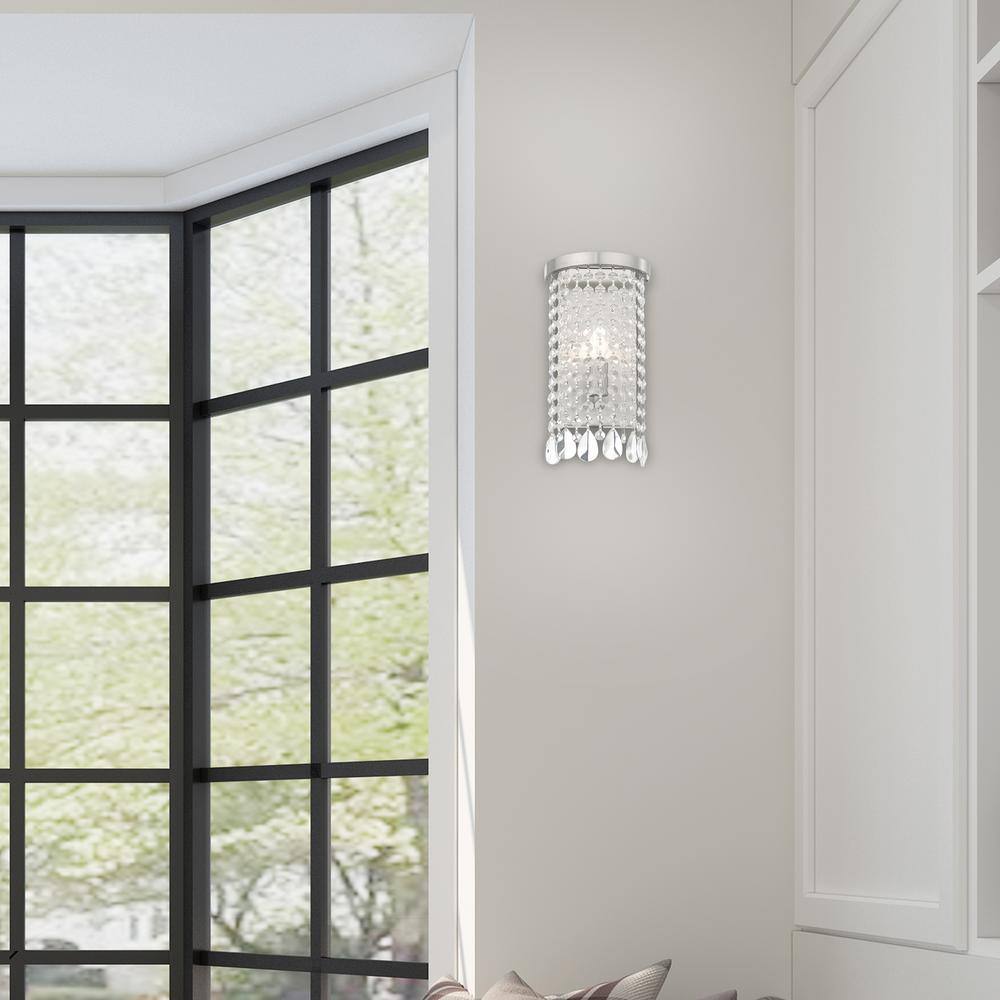 Brushed Nickel Crystal Shade 1-Light Wall Sconce