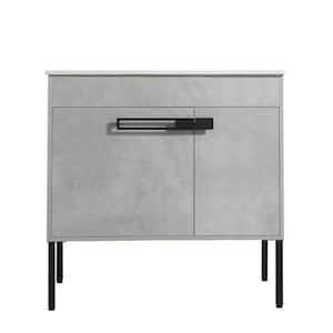 36 in. W x 18.3 in. D x 35 in. H Freestanding Bath Vanity in Cement Grey with One White Ceramic Single Sink Top
