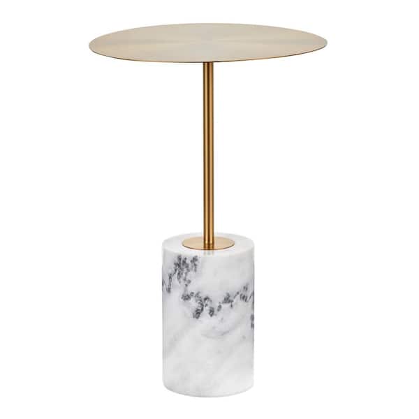 Lumisource Symbol 24 in. H Gold Metal and White Marble Side Table