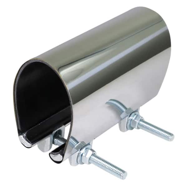 The Plumber's Choice 3 in. x 6 in. Long 2-Bolt IPS Pipe Repair Clamp, Stainless Steel