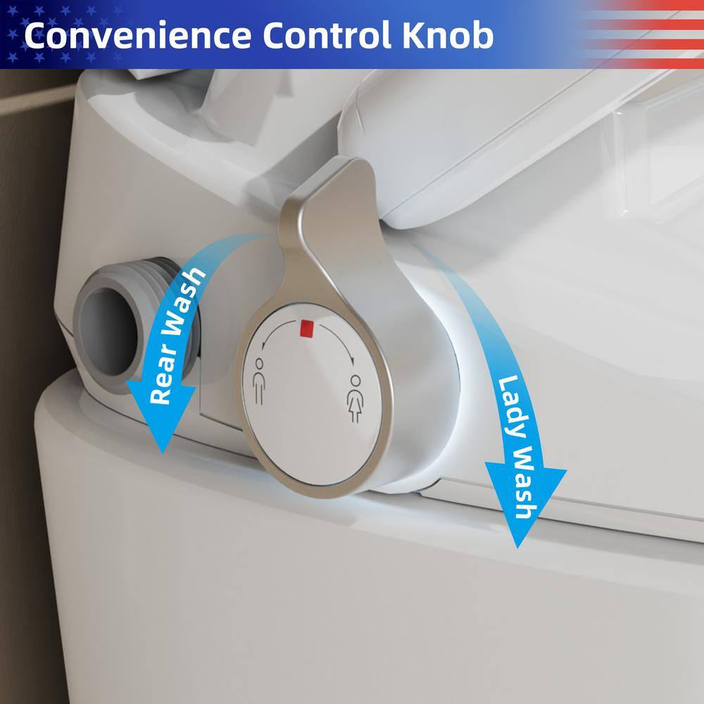 White Elongated Smart Bidet Toilet Seat with Remote Control
