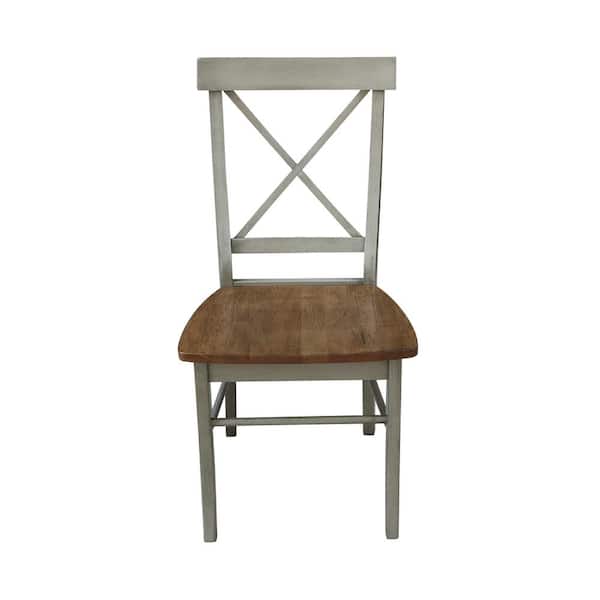 International Concepts Alexa Hickory/Stone X back Solid Wood Chair (Set of 2)