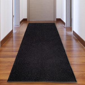 Solid Black Color 31 in. Width x Your Choice Length Custom Size Roll Runner Rug/Stair Runner