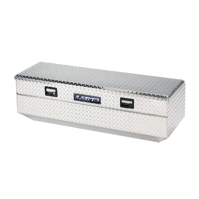 60 in Diamond Plate Aluminum Flush Mount Full Size Chest Truck Tool Box with mounting hardware and keys included, Silver