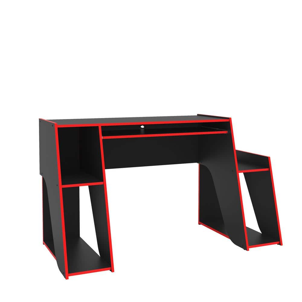 San Diego 57 in. Red and Black Multi Gaming Table with Elevated and Open  Shelving 402005130001 - The Home Depot