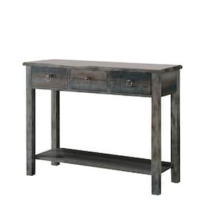 Glancio 42 in. Antique Gray & Teal Standard Rectangle Wood Console Table