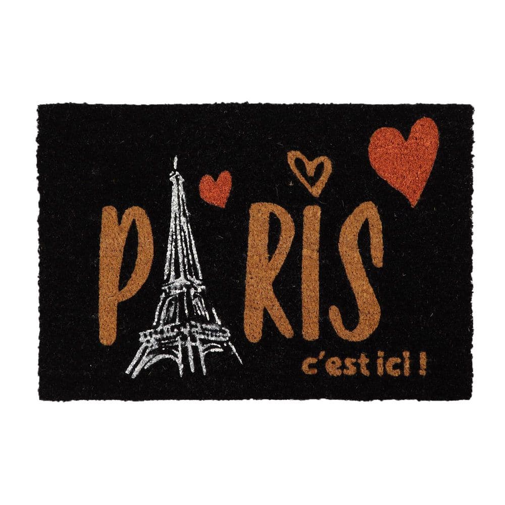 Paris C'est Ici Black 16 in. x 24 in. Coconut Sheltered Front Door Mat price history on PriceWatchPro