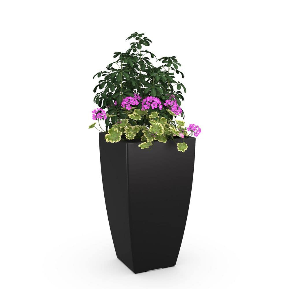 Mayne Kobi 32 in. Tall Black Self-Watering Polyethylene Planter