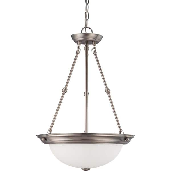 SATCO 3-Light Brushed Nickel Pendant with Frosted White Glass