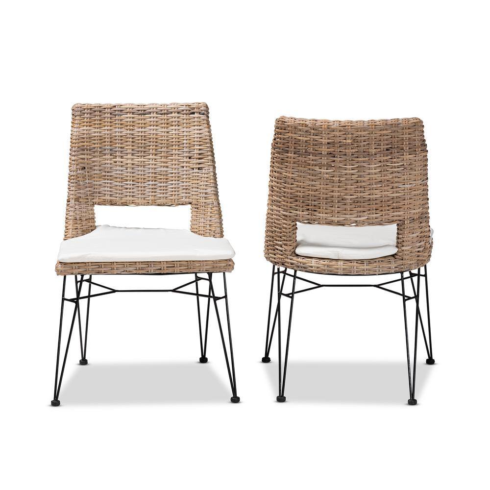 Serene White Rattan Low Arm Chair with Cushion