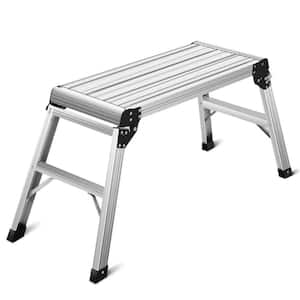 2 .5 ft. x 1.6 ft. x 1.3 ft. Aluminum Heavy Duty Work Platform Portable Step Ladder 330 lbs. Load Capacity for Workshop