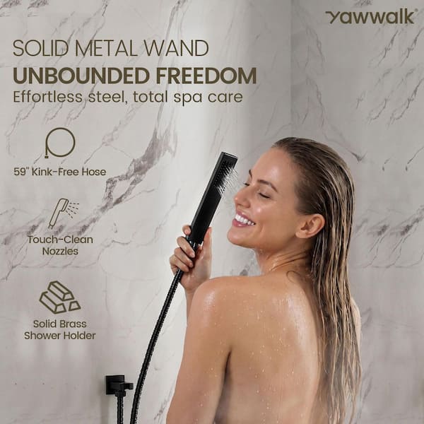 YAWWALK 3-Spray Ceiling Mount 10 and 6 in. Dual Shower Head and