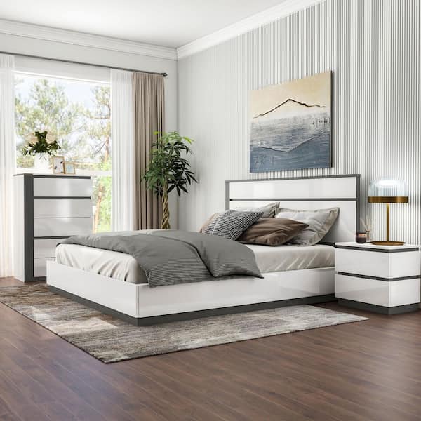 Furniture of America Nina 3-Piece Contemporary Black Wood Queen