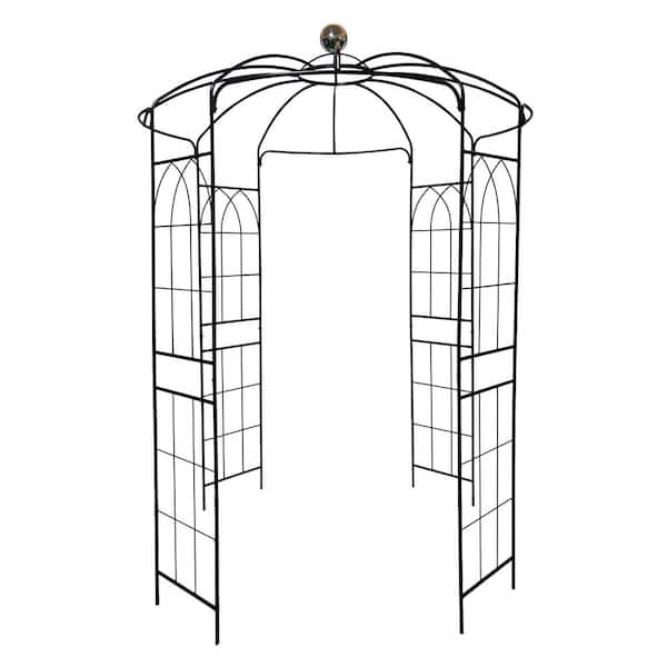 Unbranded Enchanting Birdcage 114.2 in. x 81.3 in. Powder-Coated Iron Gazebo Arbor