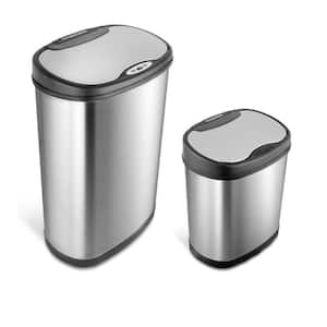 13.2 Gal. and 3.2 Gal. Stainless Steel Motion Sensing Touchless Infrared Trash Can Combo Pack
