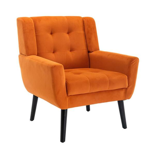 Polibi Mid-Century Modern Orange Velvet Accent Chair with Solid Wood and Thick  Seat Cushion RS-OMGVAC-O - The Home Depot