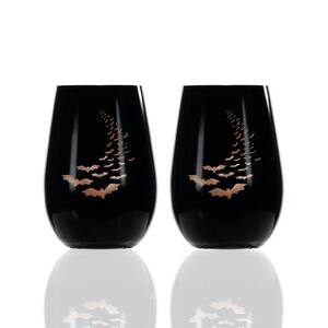 Going Batty 16.5 oz. Stemless Wine Glasses Set (Set of 2)