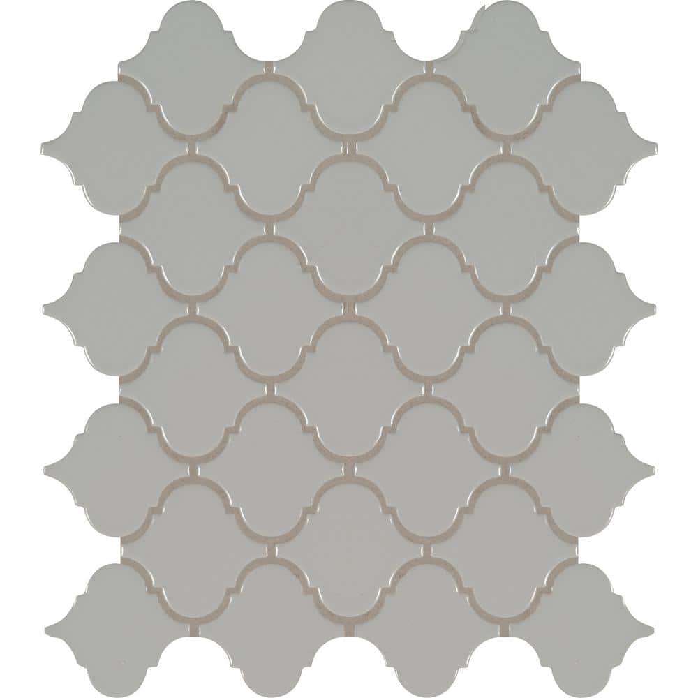 Msi Retro Gray Arabesque 1319 In X 1122 In X 6 Mm Glossy Porcelain Mosaic Tile 073 Sq Ft Pt Retgra Arabq The Home Depot