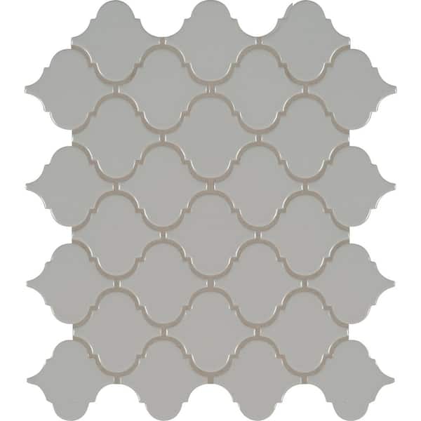 MSI Retro Gray Arabesque 13.19 in. x 11.22 in. x 6 mm Glossy Porcelain Mosaic Tile (0.73 sq. ft.)