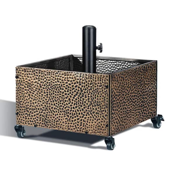 18 in. Umbrella Base Planter, 150 lb Fillable Stand with Wheels, Copper, 1 Piece