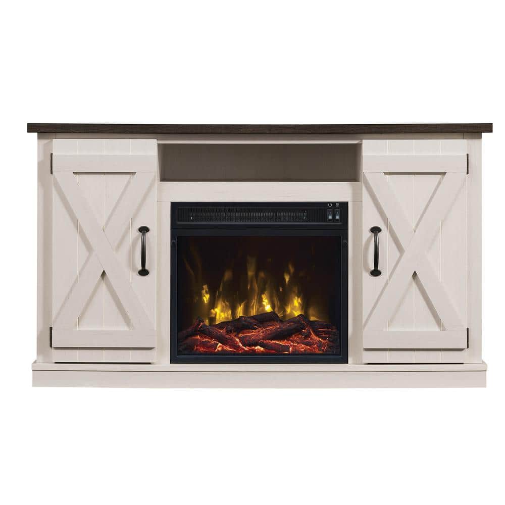 Twin Star Cottonwood 47.5 in. Freestanding Wooden Electric Fireplace TV Stand in Old Wood White -  18MM6127-TPG03S