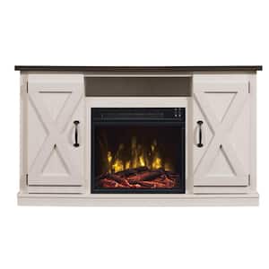 Cottonwood 47.5 in. Freestanding Wooden Electric Fireplace TV Stand in Old Wood White