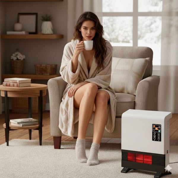 1500W Electric Radiant Infrared Wall-Mounted and Standing Room Panel Heater in White