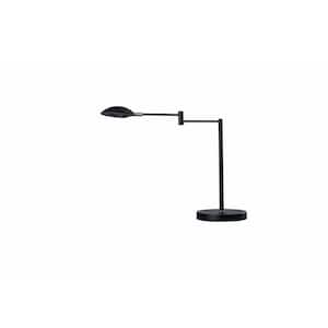 Charlie 15.75 in. Black Integrated LED No Design Interior Lighting Table Lamp for Living Room w/Black Metal Shade