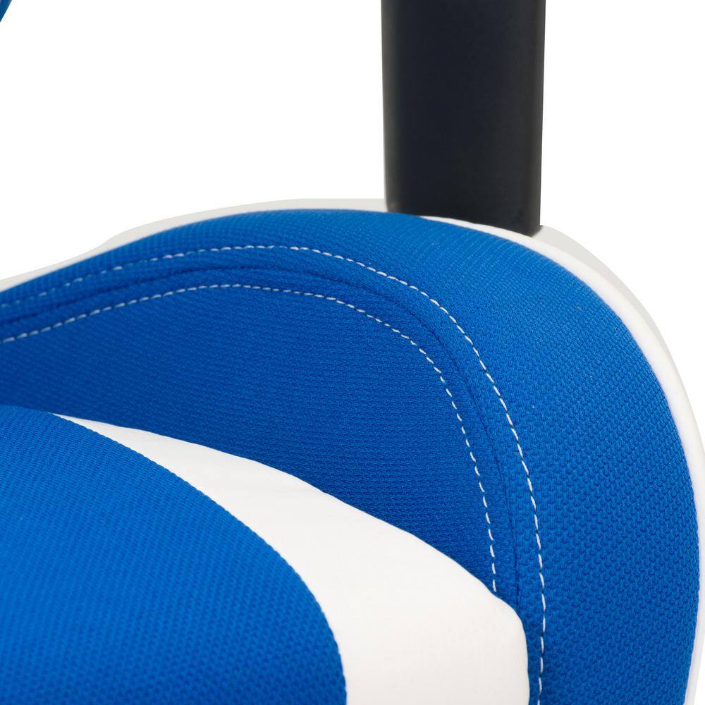 High-Performance Blue and White Ergonomic Gaming Chair with Adjustable Features