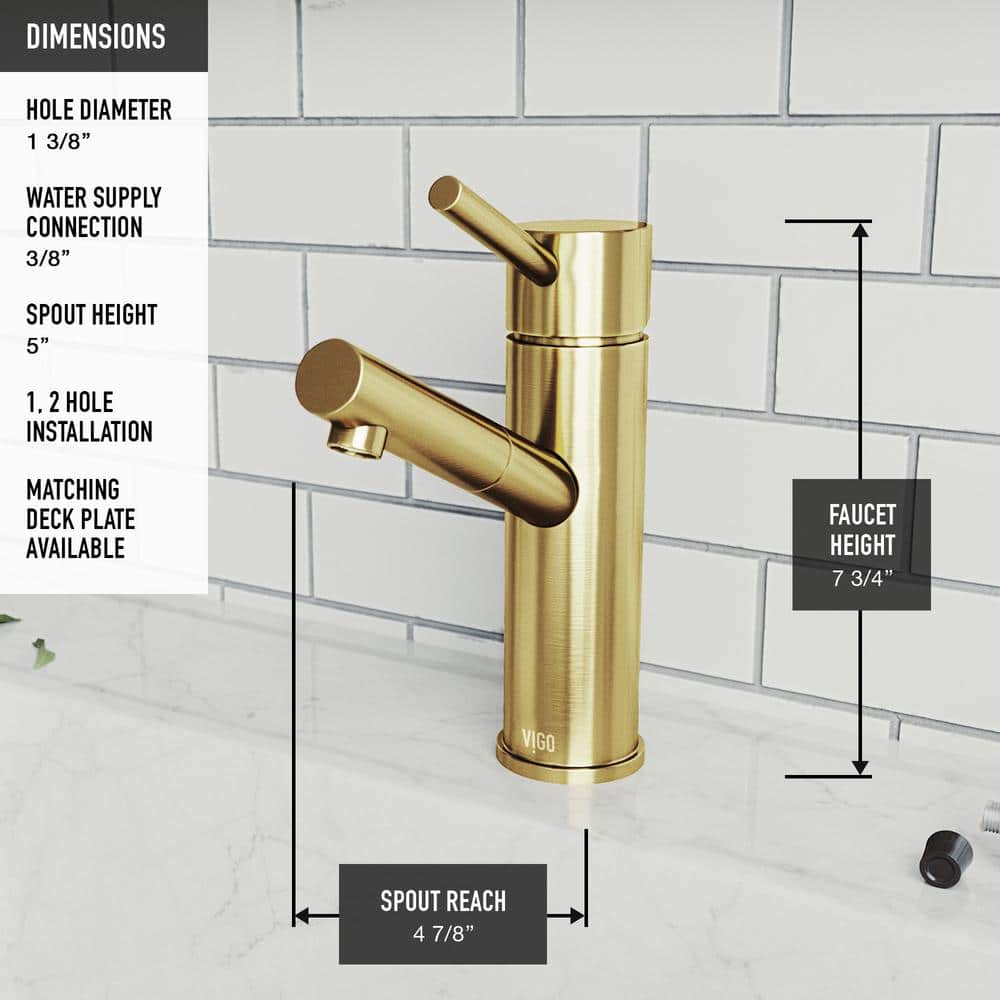 Noma 7.75" Matte Gold Single Handle Deck-Mount Bathroom Faucet